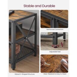 VASAGLE Extra Wide TV Stand Cabinet Storage Shelves Steel Frame Entertainment in Brown - thumbnail 5