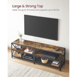 VASAGLE Extra Wide TV Stand Cabinet Storage Shelves Steel Frame Entertainment in Brown - thumbnail 6