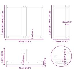 Berkfield Home Modern Dining Table Legs T-Shaped¬†2 pcs Black 70x35x(72-73) cm Steel - thumbnail 9