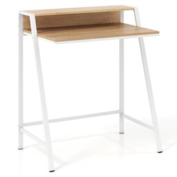 Gymax Computer Desk 80 CM Small Desk Compact Desk with Monitor Stand in Light Khaki