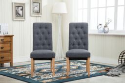 MCC Direct Set of 2 Top Scroll High Back Fabric Dining Chairs in Grey - thumbnail 2