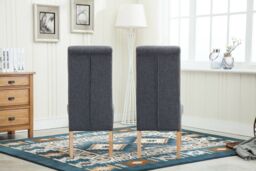 MCC Direct Set of 2 Top Scroll High Back Fabric Dining Chairs in Grey - thumbnail 3