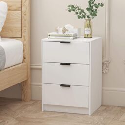 Home Source Stratford Chest of 3 Drawers Bedside Bedroom Storage Organiser in White