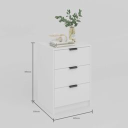 Home Source Stratford Chest of 3 Drawers Bedside Bedroom Storage Organiser in White - thumbnail 4