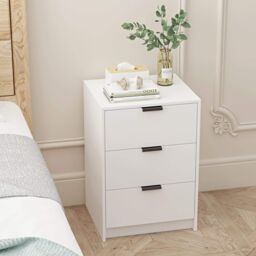 Home Source Stratford Chest of 3 Drawers Bedside Bedroom Storage Organiser in White - thumbnail 6