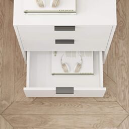 Home Source Stratford Chest of 3 Drawers Bedside Bedroom Storage Organiser in White - thumbnail 2