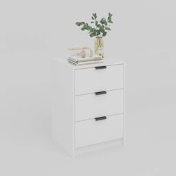 Home Source Stratford Chest of 3 Drawers Bedside Bedroom Storage Organiser in White - thumbnail 5