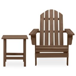 Berkfield Home Garden Adirondack Chair with Table Solid Fir Wood Brown - thumbnail 2