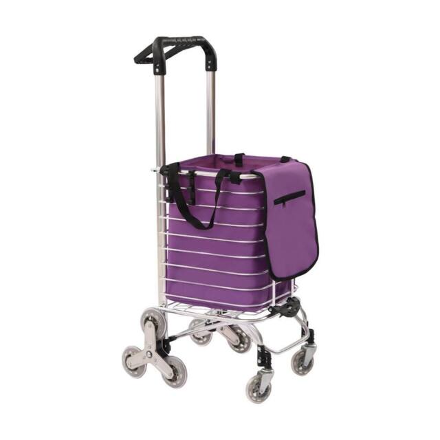 Havendro Folding Shopping Trolley Cart with Wheels Foldable Basket in Purple - image 1