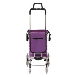 Havendro Folding Shopping Trolley Cart with Wheels Foldable Basket in Purple - thumbnail 3