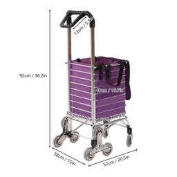 Havendro Folding Shopping Trolley Cart with Wheels Foldable Basket in Purple - thumbnail 2