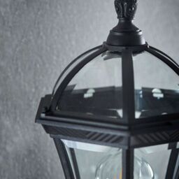 Loops 2 PACK IP44 Outdoor Wall Lamp Matt Black & Glass Traditional Lantern Porch Path - thumbnail 5