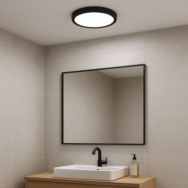 Eglo Fueva 6-Z Smart Control RGB IP44 Plastic Ceiling Light, 27.8cm Black - image 1