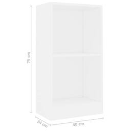 Berkfield Home Bookshelf White 40x24x75 cm Engineered Wood - Size: 40 x 24 x 75 cm - thumbnail 6