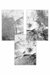 ARTZE Set of 3 Abstract Black & Grey Scattered Fractal Art Posters in Dark Grey - Size: W50 cm x H70 cm - thumbnail 1