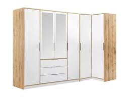 Vente-unique Corner Wardrobe With 6 Doors & 3 Drawers - With Mirrors - W302/311 in Light Oak - thumbnail 4