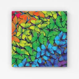 "Warren Reed - Designer Multicoloured Butterflies Canvas in Green - Size: W16"" x H16""" - thumbnail 1