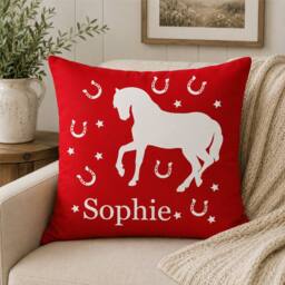60 SECOND MAKEOVER Personalised Horse Cushion Cover in Red - thumbnail 2
