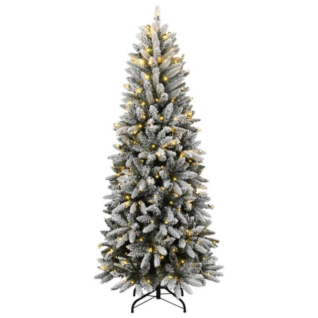 Berkfield Home Artificial Christmas Tree 300 LEDs & Flocked Snow 240 cm in Green - image 1