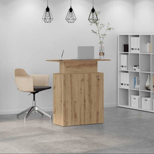 Berkfield Home Reception Desk Artisan Oak 100x40x104 cm Engineered Wood in Brown - Size: 100 x 40 x 104 cm - image 1