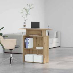 Berkfield Home Reception Desk Artisan Oak 100x40x104 cm Engineered Wood in Brown - Size: 100 x 40 x 104 cm - thumbnail 4