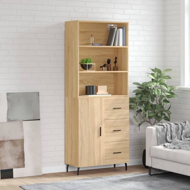 Berkfield Home Highboard Sonoma Oak 69.5x34x180 cm Engineered Wood in Brown - image 1
