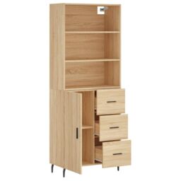 Berkfield Home Highboard Sonoma Oak 69.5x34x180 cm Engineered Wood in Brown - thumbnail 4