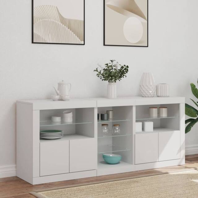 Berkfield Home Sideboard with LED Lights White 162x37x67 cm - Size: 162 x 37 x 67 cm - image 1