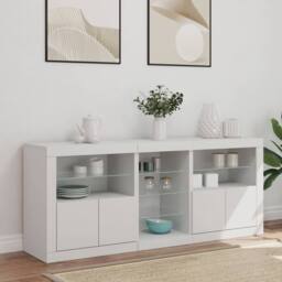 Berkfield Home Sideboard with LED Lights White 162x37x67 cm - Size: 162 x 37 x 67 cm - thumbnail 1