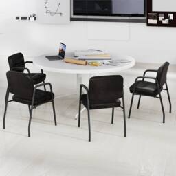 Costway 2Pcs Waiting Room Chairs Upholstered PU Leather Conference Room Chairs in Brown - thumbnail 5