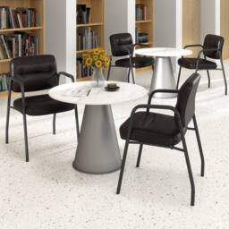 Costway 2Pcs Waiting Room Chairs Upholstered PU Leather Conference Room Chairs in Brown - thumbnail 3