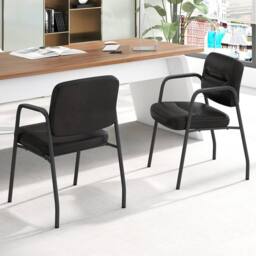 Costway 2Pcs Waiting Room Chairs Upholstered PU Leather Conference Room Chairs in Brown - thumbnail 4
