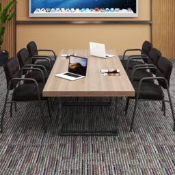 Costway 2Pcs Waiting Room Chairs Upholstered PU Leather Conference Room Chairs in Brown - thumbnail 9