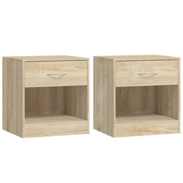 Berkfield Home Nightstand 2 pcs with Drawer Oak Colour in Light Tan - image 1