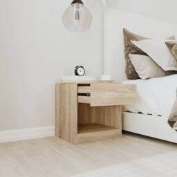 Berkfield Home Nightstand 2 pcs with Drawer Oak Colour in Light Tan - thumbnail 4