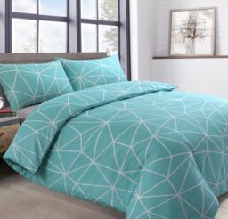 Velosso Saxton Ocean Twin Pack Set Duvet Cover & Pillowcase Set - Printed Cotton Rich in Baby Blue - Size: King - thumbnail 2