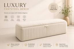 SOFT SNOOZE BEDS Ottoman Storage Box Chesterfield Velvet Blanket Toy Box Footstool in Dark Brown - Size: 140 cm x 45 cm - thumbnail 3