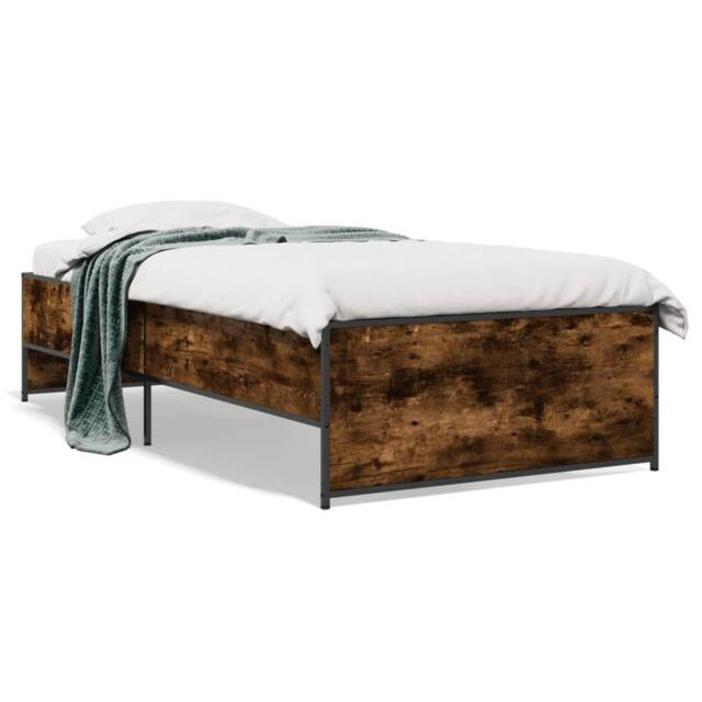 Berkfield Home Bed Frame without Mattress Smoked Oak 90x200 cm in Brown - image 1