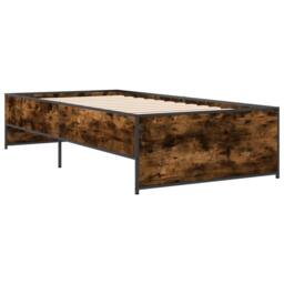 Berkfield Home Bed Frame without Mattress Smoked Oak 90x200 cm in Brown - thumbnail 3
