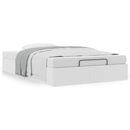 Berkfield Home Ottoman Bed Frame without Mattress White Double Faux Leather - thumbnail 4