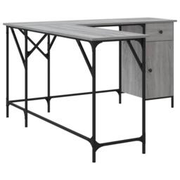 Berkfield Home Desk Grey Sonoma 141x141x75 cm Engineered Wood - Size: 141 x 141 x 75 cm - thumbnail 6