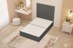 "Somnior Austin Divan Bed Base & 54"" Floor Standing Headboard Linen Fabric in Mid Grey - Size: Single" - thumbnail 3