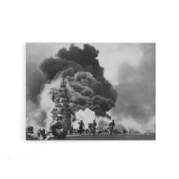 "Artery8 WWII USS Battleship Bunker Hill Kamikazes Canvas Wall Art Print in Grey - Size: W18"" x H24""" - thumbnail 1