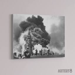 "Artery8 WWII USS Battleship Bunker Hill Kamikazes Canvas Wall Art Print in Grey - Size: W18"" x H24""" - thumbnail 2