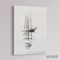 "Artery8 Two Masted Schooner with Dory Winslow Homer Canvas Wall Art Print in White - Size: W12"" x H16""" - thumbnail 2