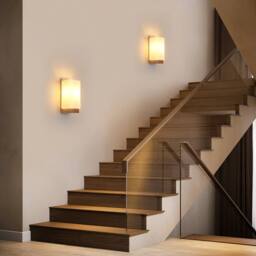 COMELY Indoor Wooden Wall Light, Vintage Wall Lamp Glass Shade, E27 - thumbnail 3