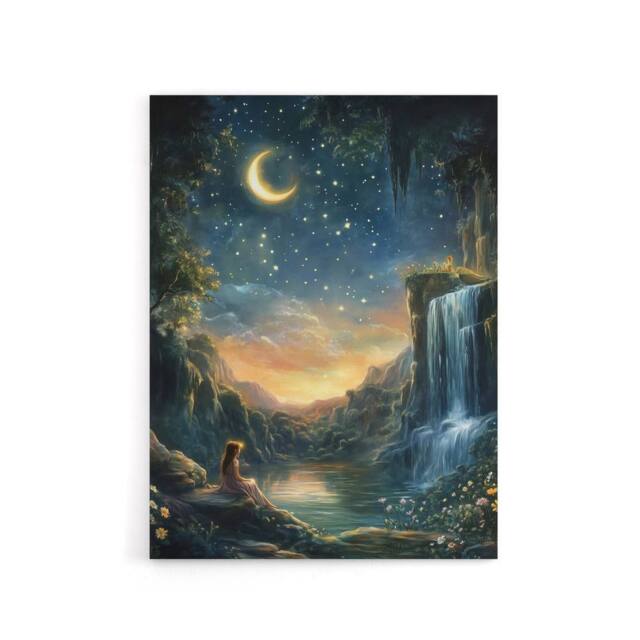 "Artery8 Wendy In Neverland Magical Kids Bedroom Canvas Wall Art Print in Blue - Size: W12"" x H16""" - image 1