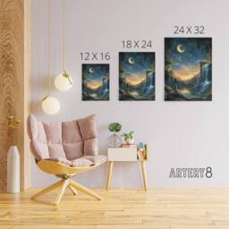 "Artery8 Wendy In Neverland Magical Kids Bedroom Canvas Wall Art Print in Blue - Size: W12"" x H16""" - thumbnail 4