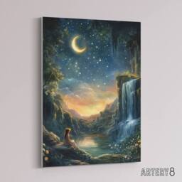 "Artery8 Wendy In Neverland Magical Kids Bedroom Canvas Wall Art Print in Blue - Size: W12"" x H16""" - thumbnail 2