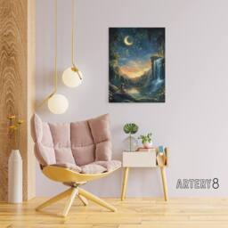 "Artery8 Wendy In Neverland Magical Kids Bedroom Canvas Wall Art Print in Blue - Size: W12"" x H16""" - thumbnail 3